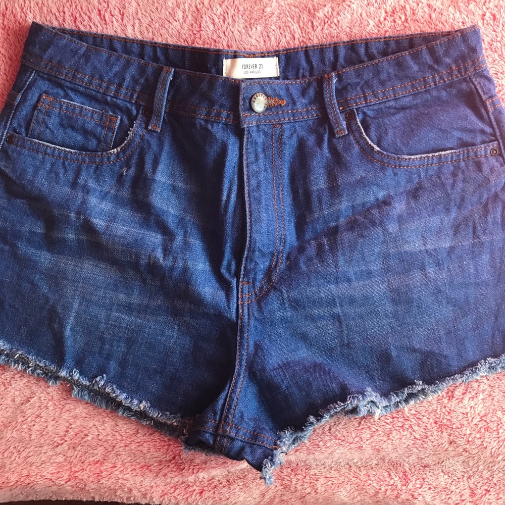 High rise dark blue shorts